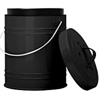 Cubo para Compost de 5 litros con Revestimiento de Plástico y Filtros de Carbón en Negro